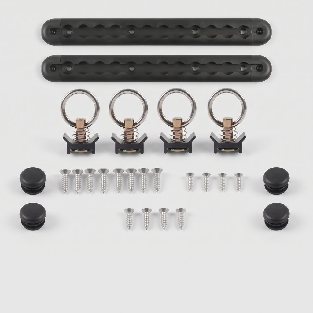 12-Inch Aluminum L-Track Tie-Down Rail Kit With D-Rings
