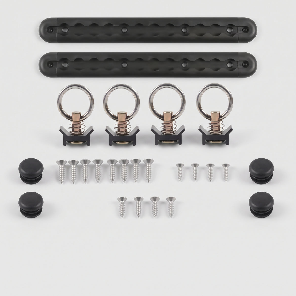 12-Inch Aluminum L-Track Tie-Down Rail Kit With D-Rings