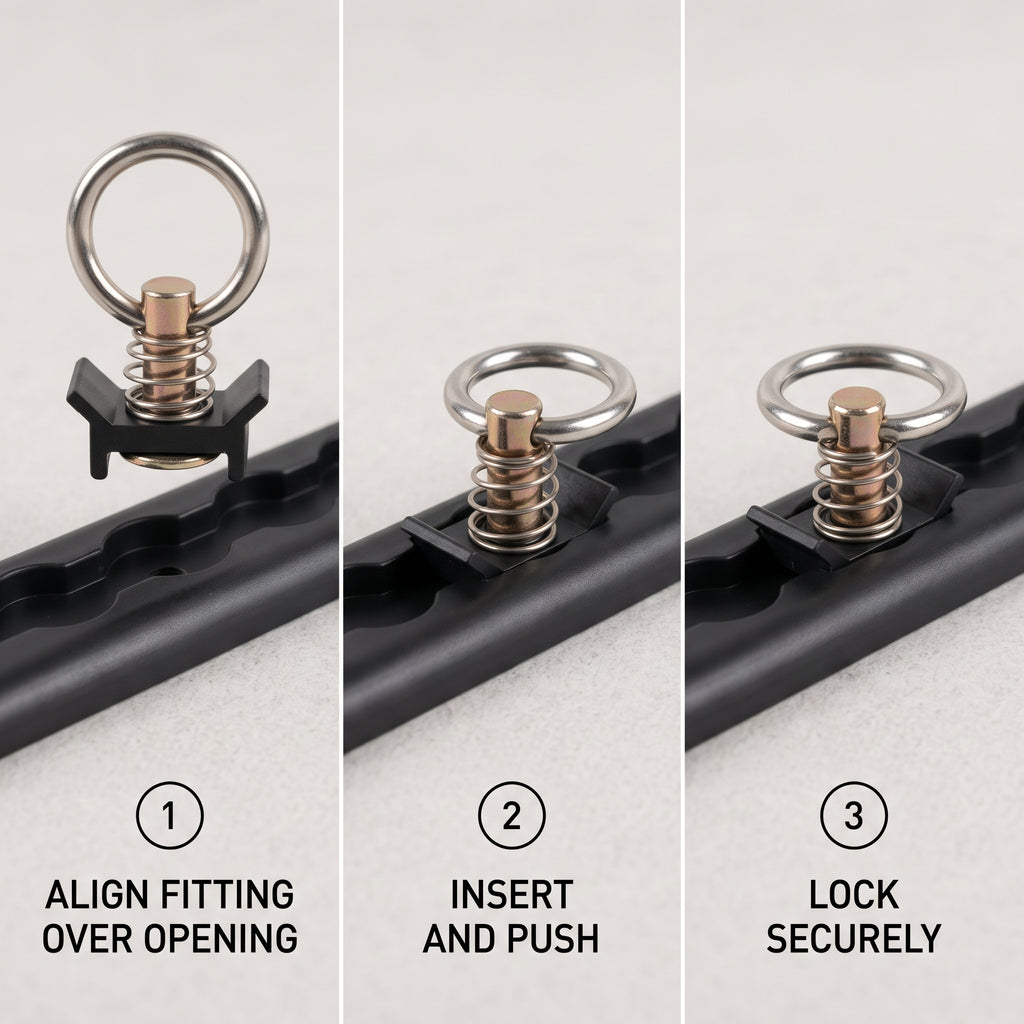 12-Inch Aluminum L-Track Tie-Down Rail Kit With D-Rings
