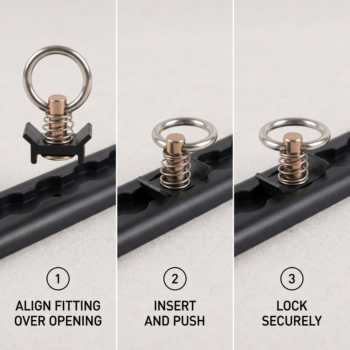 12-Inch Aluminum L-Track Tie-Down Rail Kit With D-Rings