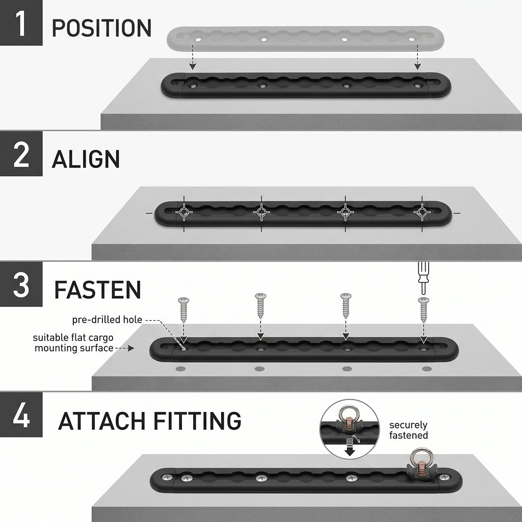 12-Inch Aluminum L-Track Tie-Down Rail Kit With D-Rings