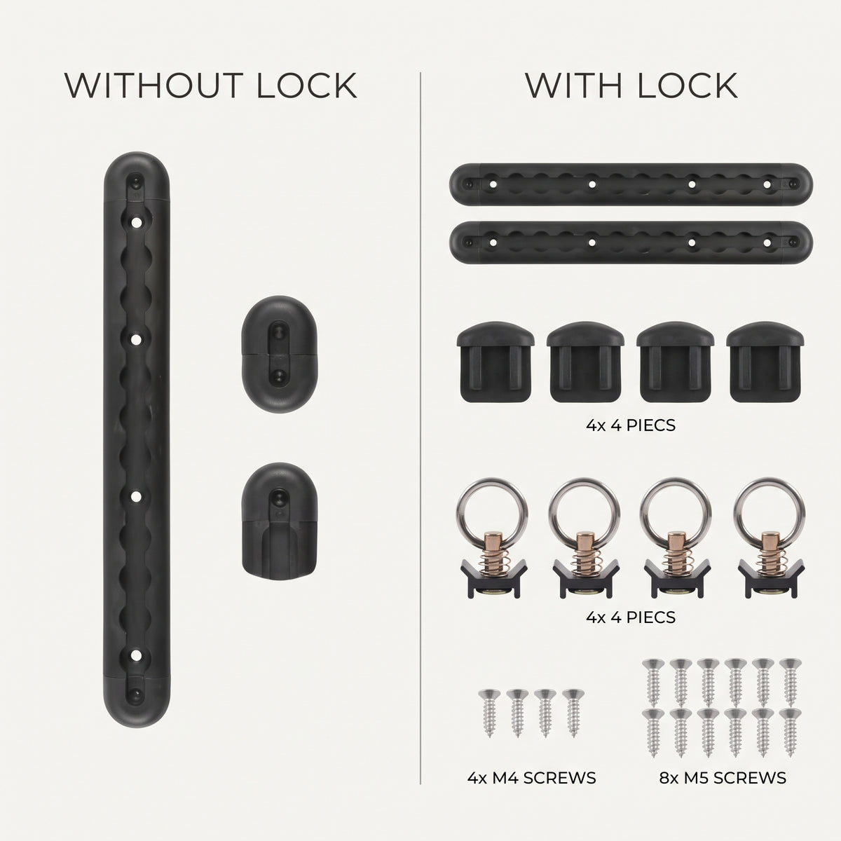 12-Inch Aluminum L-Track Tie-Down Rail Kit With D-Rings