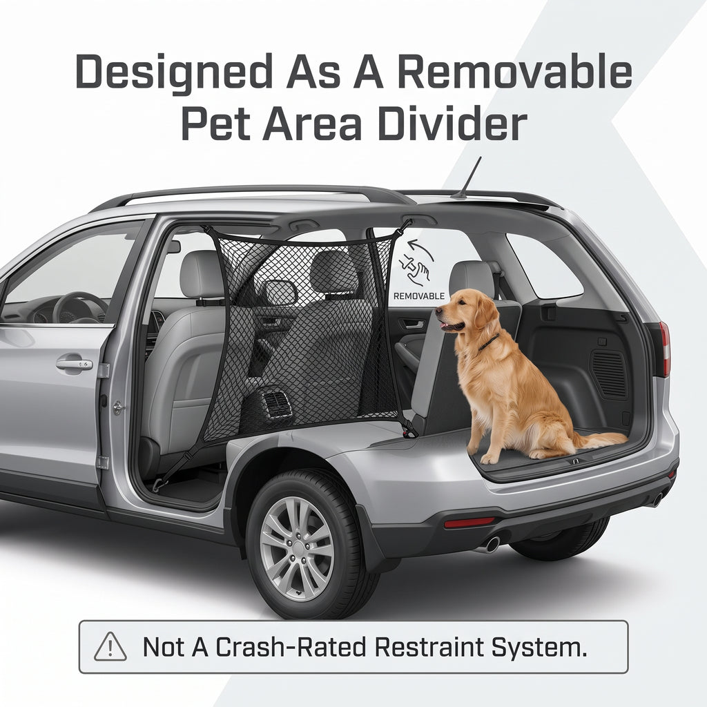 Elastic-Edge Pet Car Barrier Net With 4 Hooks 47x28 Inches