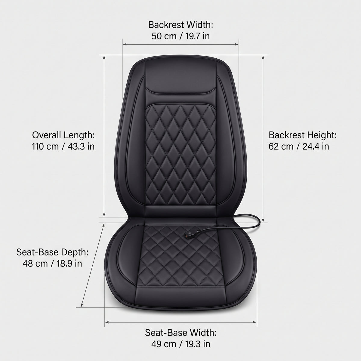 12V/24V Heated Car Seat Cover With 3 Heat Levels