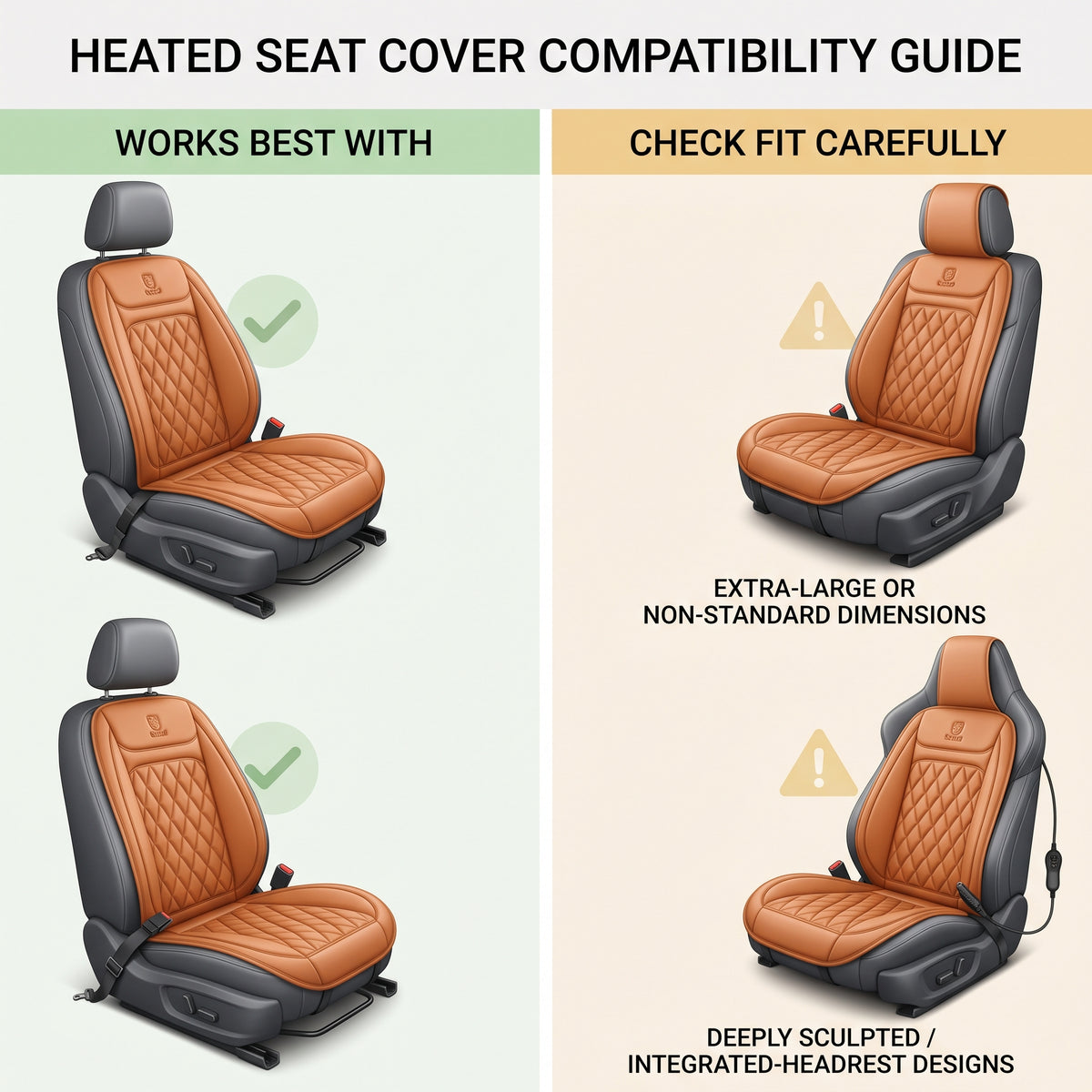 12V/24V Heated Car Seat Cover With 3 Heat Levels