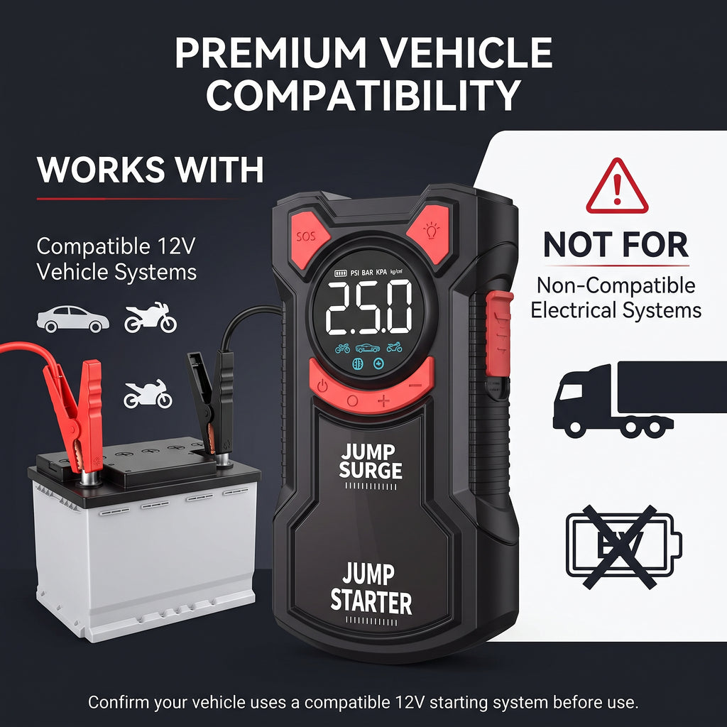 12V Portable Jump Starter With Digital Tire Inflator