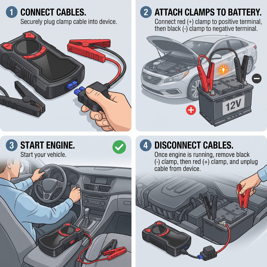 12V Portable Jump Starter With Digital Tire Inflator