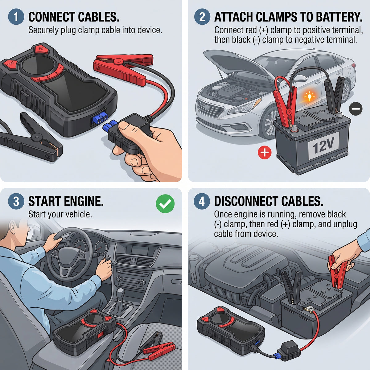 12V Portable Jump Starter With Digital Tire Inflator