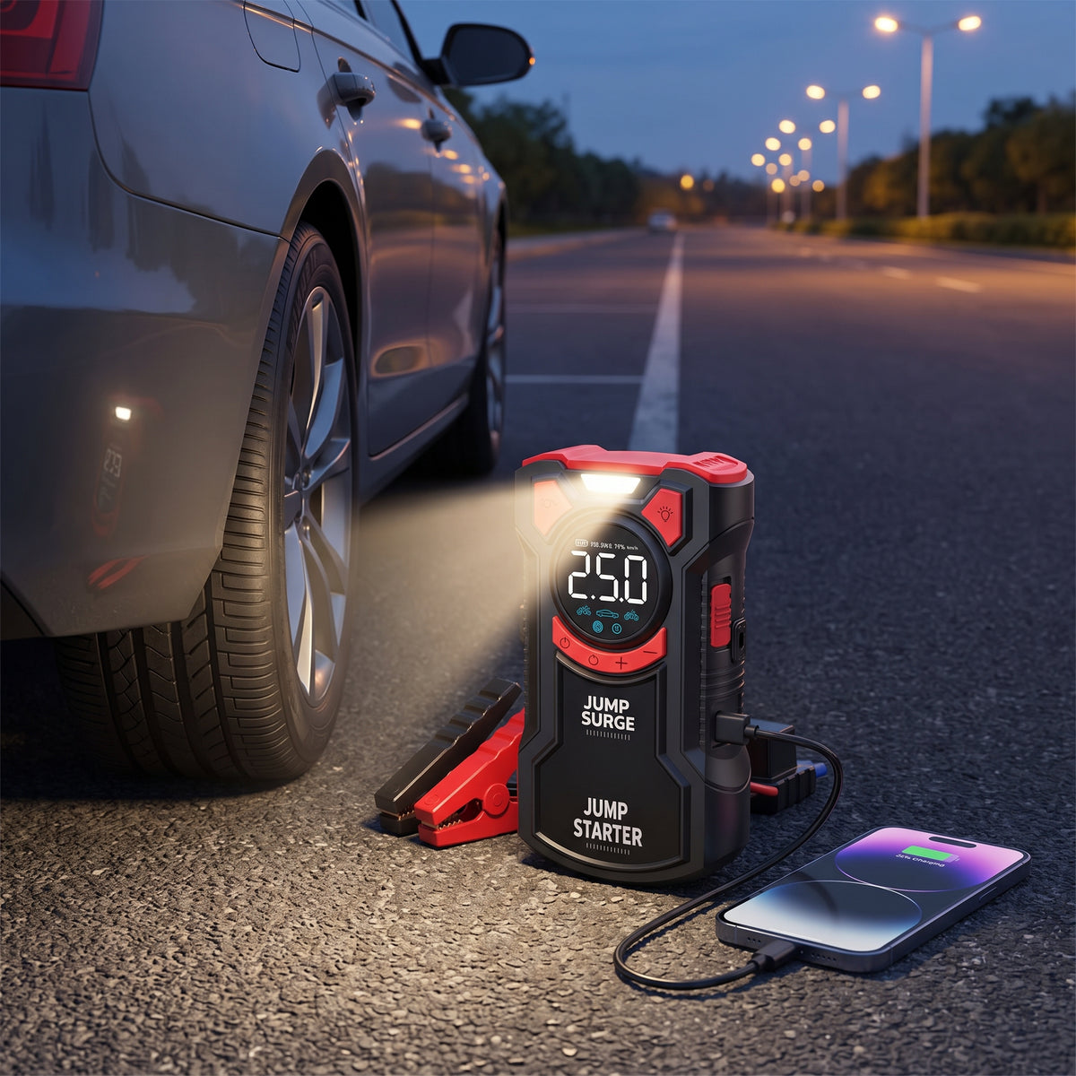 12V Portable Jump Starter With Digital Tire Inflator