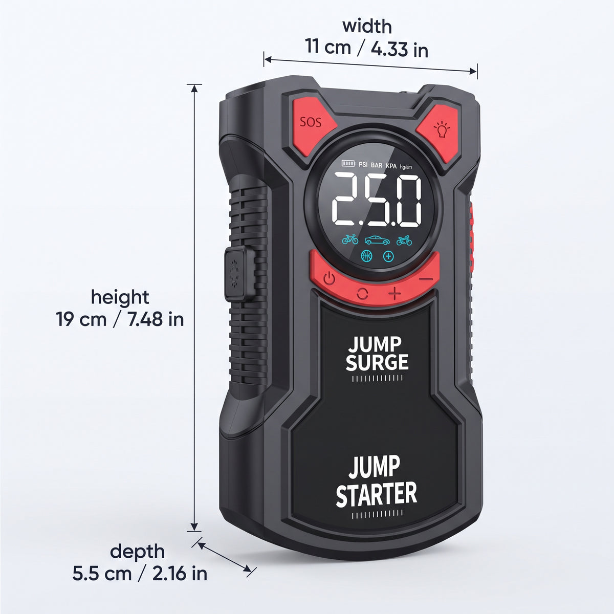 12V Portable Jump Starter With Digital Tire Inflator