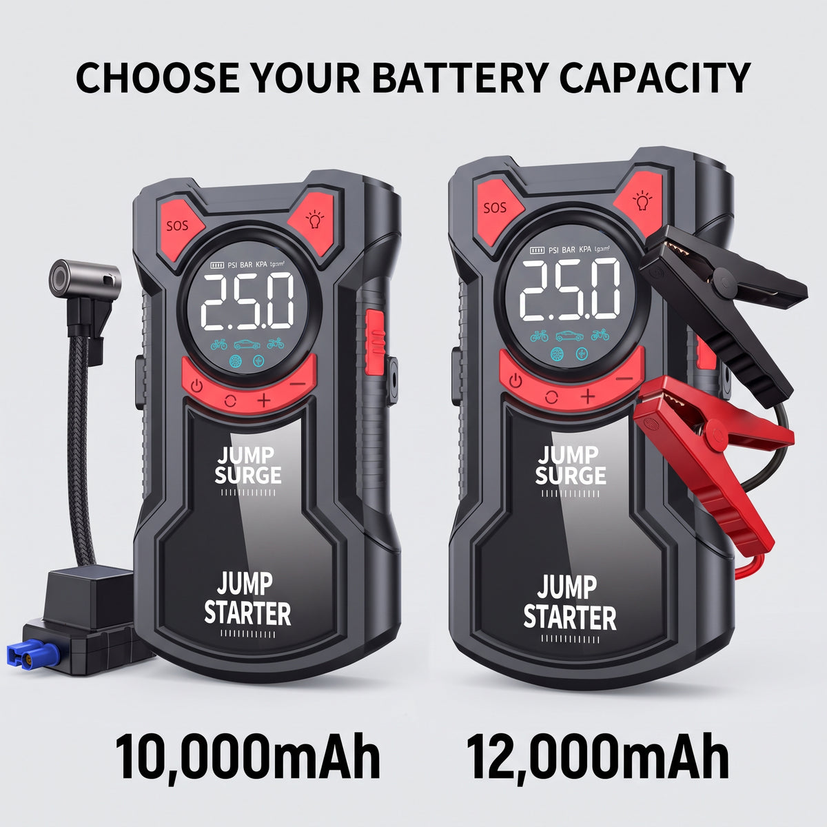 12V Portable Jump Starter With Digital Tire Inflator