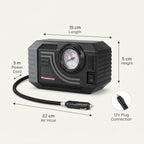 12V Portable Tire Inflator with 90 PSI Analog Gauge