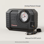 12V Portable Tire Inflator with 90 PSI Analog Gauge