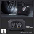 12V Portable Tire Inflator with 90 PSI Analog Gauge