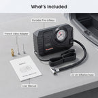 12V Portable Tire Inflator with 90 PSI Analog Gauge