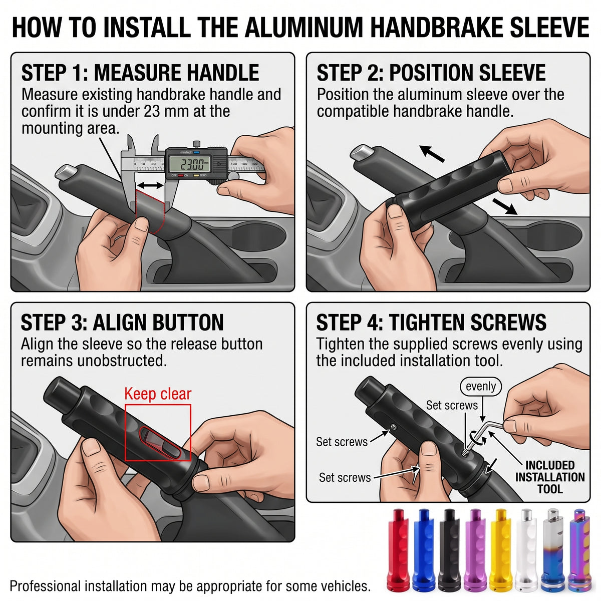 12cm Aluminum Handbrake Sleeve for Under-23mm Handles