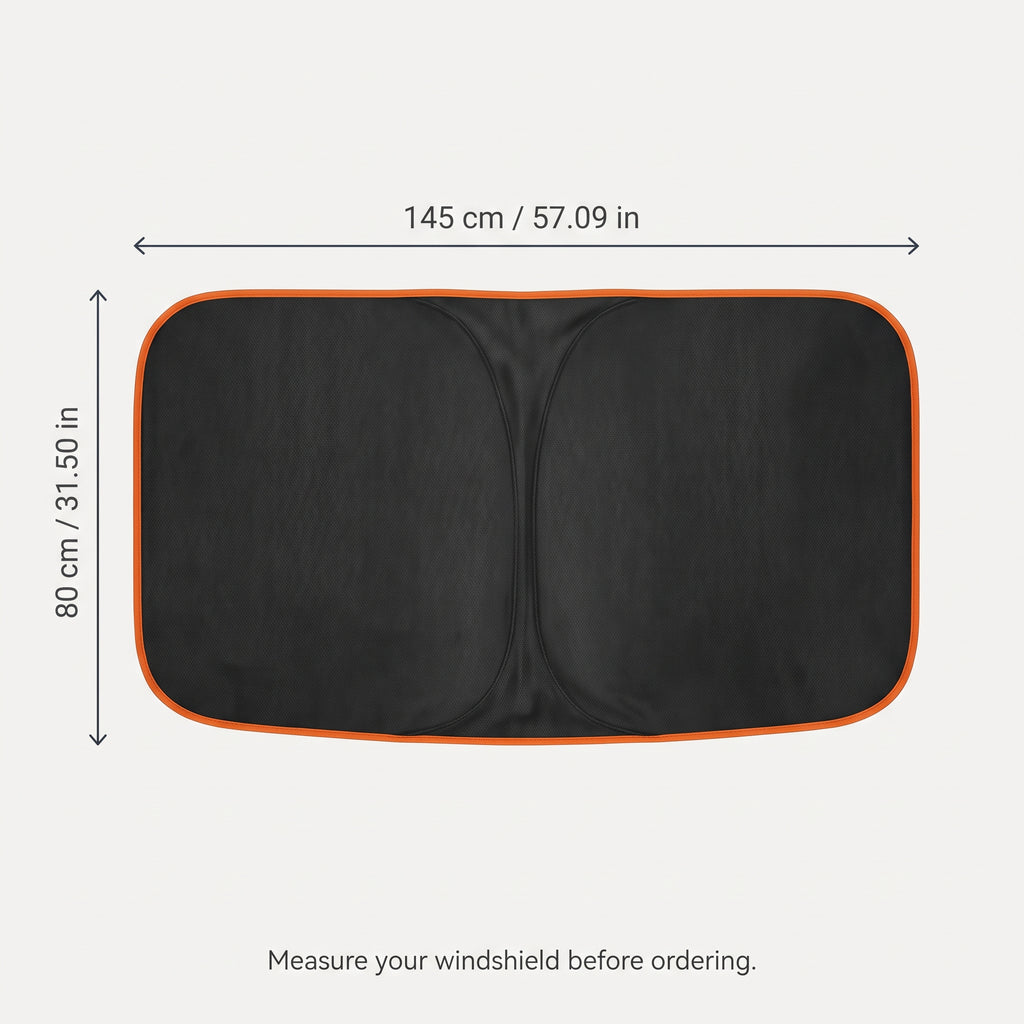 Foldable Front Windshield Sunshade With Reflective Backing 145 × 80 cm