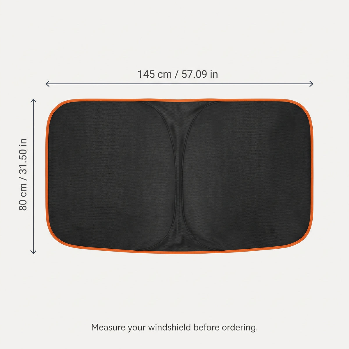Foldable Front Windshield Sunshade With Reflective Backing 145 × 80 cm