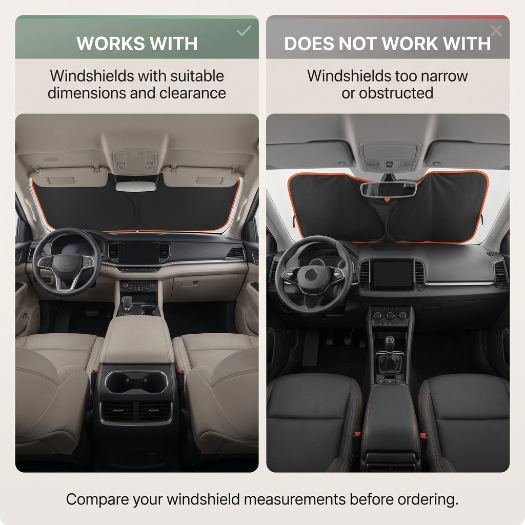 Foldable Front Windshield Sunshade With Reflective Backing 145 × 80 cm