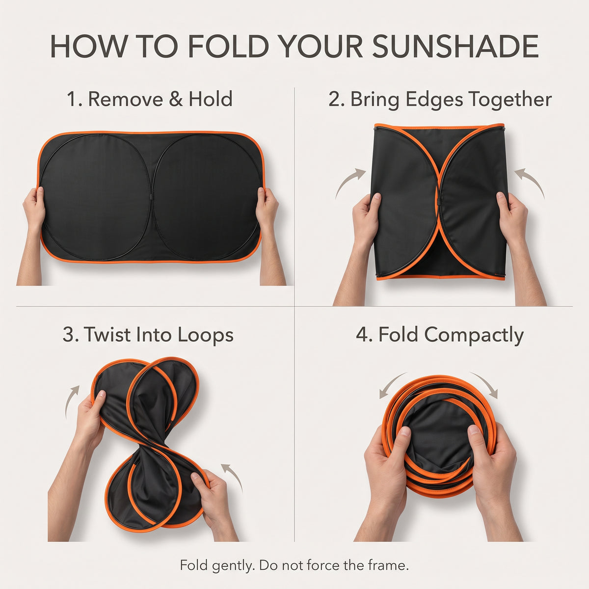Foldable Front Windshield Sunshade With Reflective Backing 145 × 80 cm