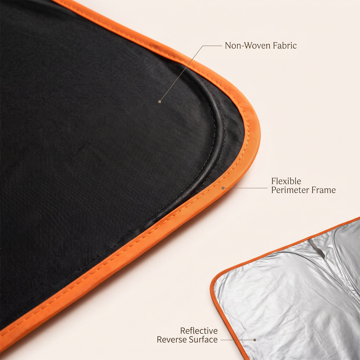 Foldable Front Windshield Sunshade With Reflective Backing 145 × 80 cm