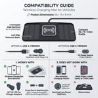 15W Car Charging Mat With Trimmable Non-Slip Sides