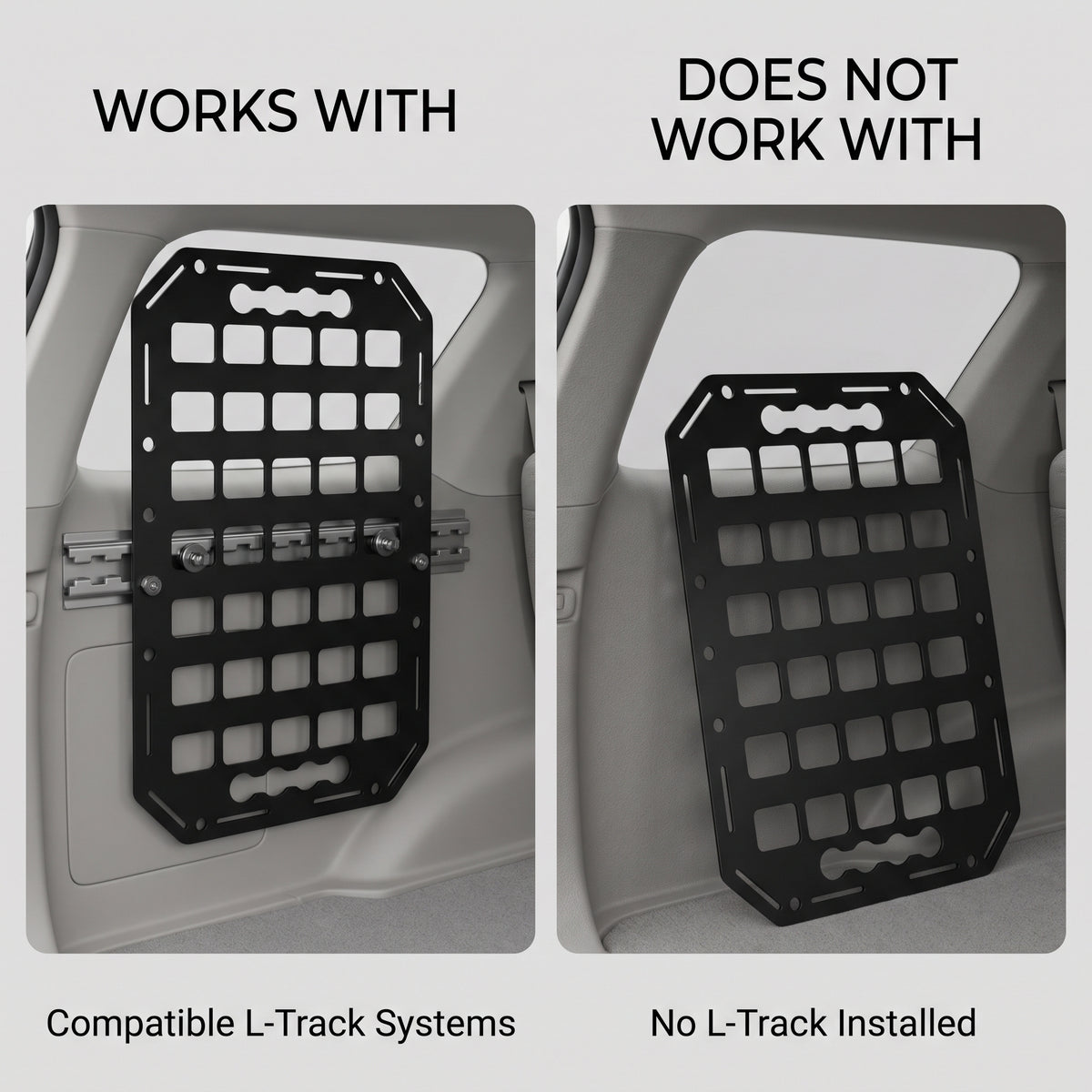 15 × 9.25 in Aluminum L-Track MOLLE Storage Panel