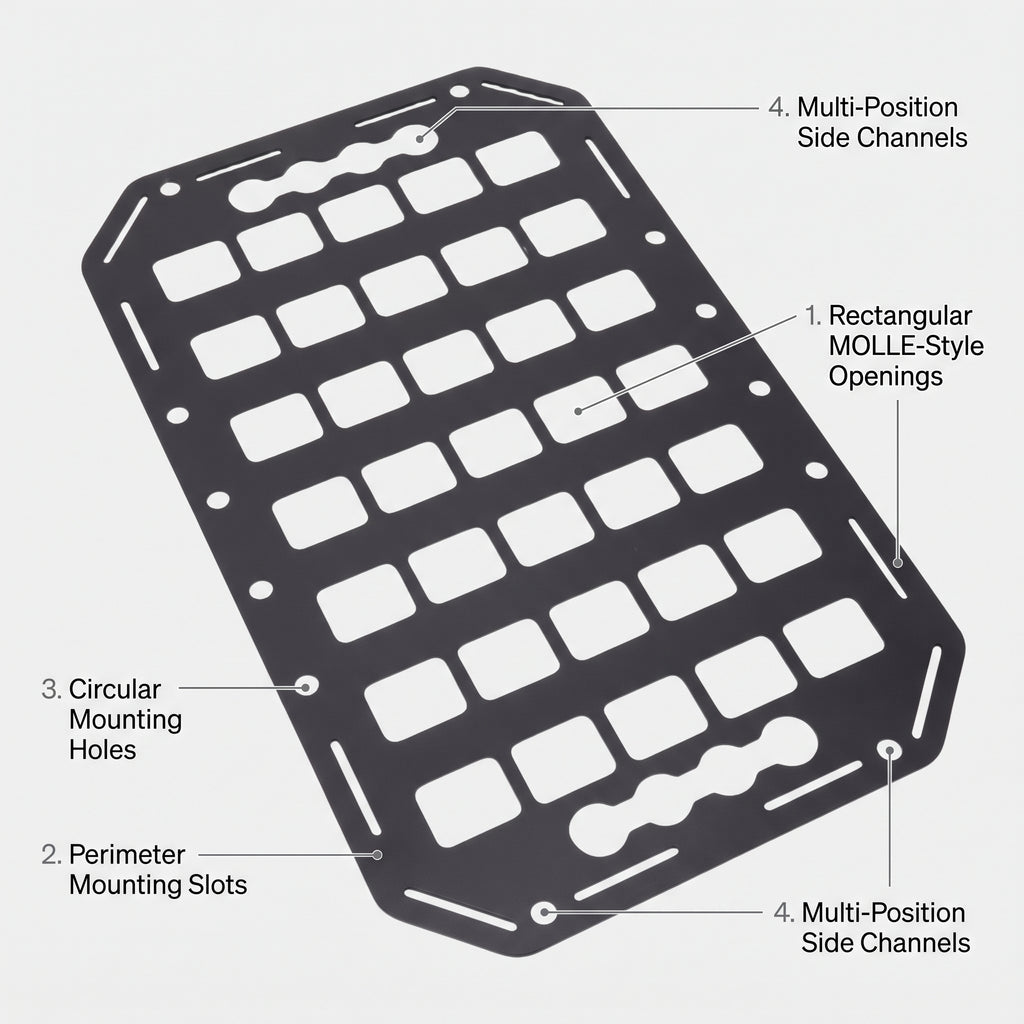 15 × 9.25 in Aluminum L-Track MOLLE Storage Panel