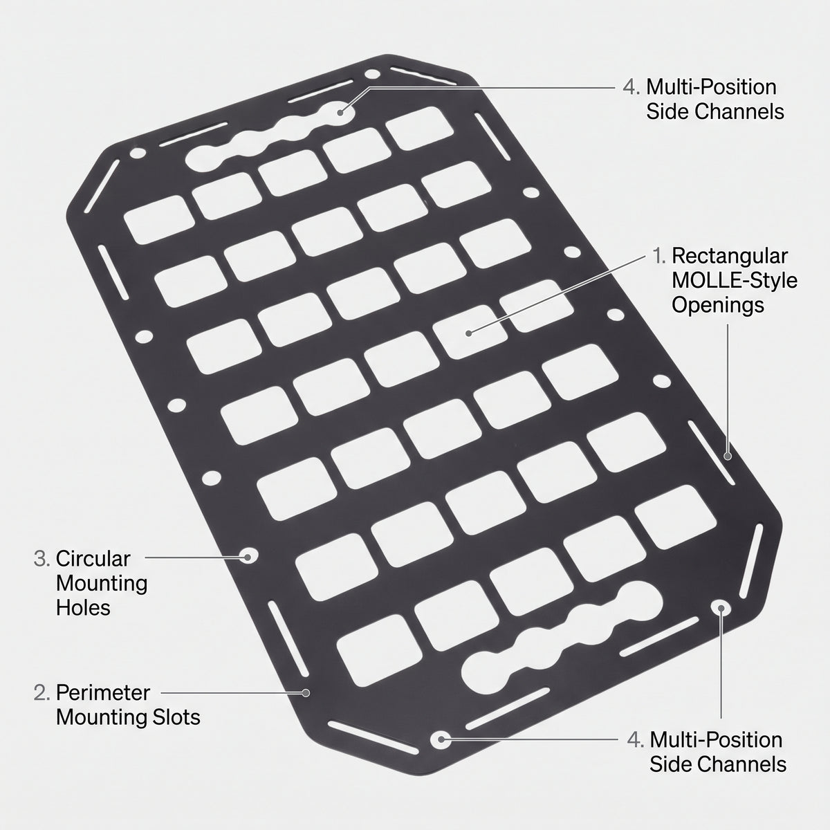 15 × 9.25 in Aluminum L-Track MOLLE Storage Panel