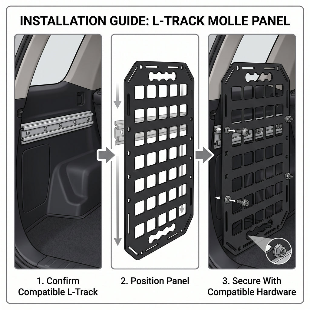 15 × 9.25 in Aluminum L-Track MOLLE Storage Panel