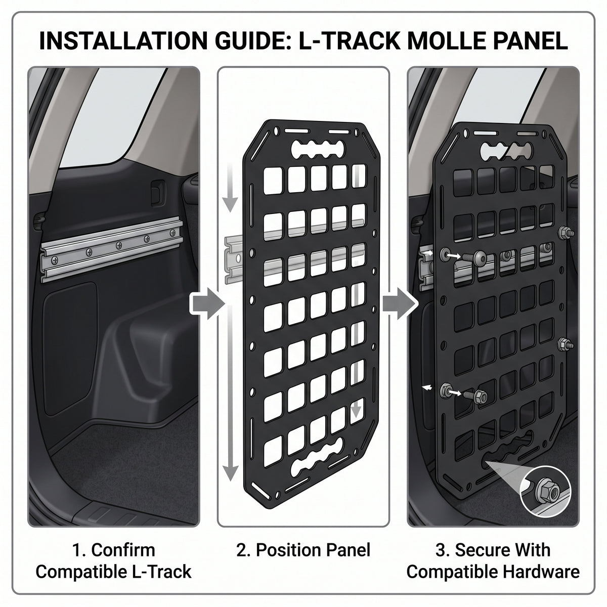 15 × 9.25 in Aluminum L-Track MOLLE Storage Panel