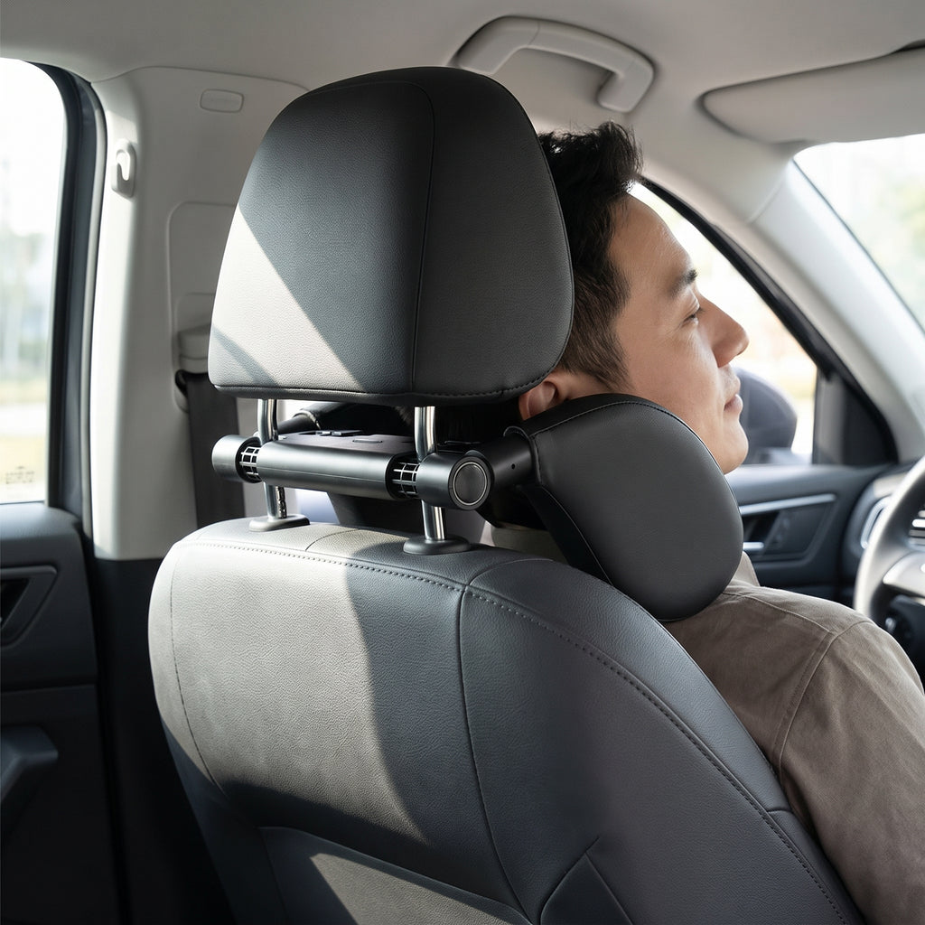 180° Car Headrest Pillow With Folding Side Supports