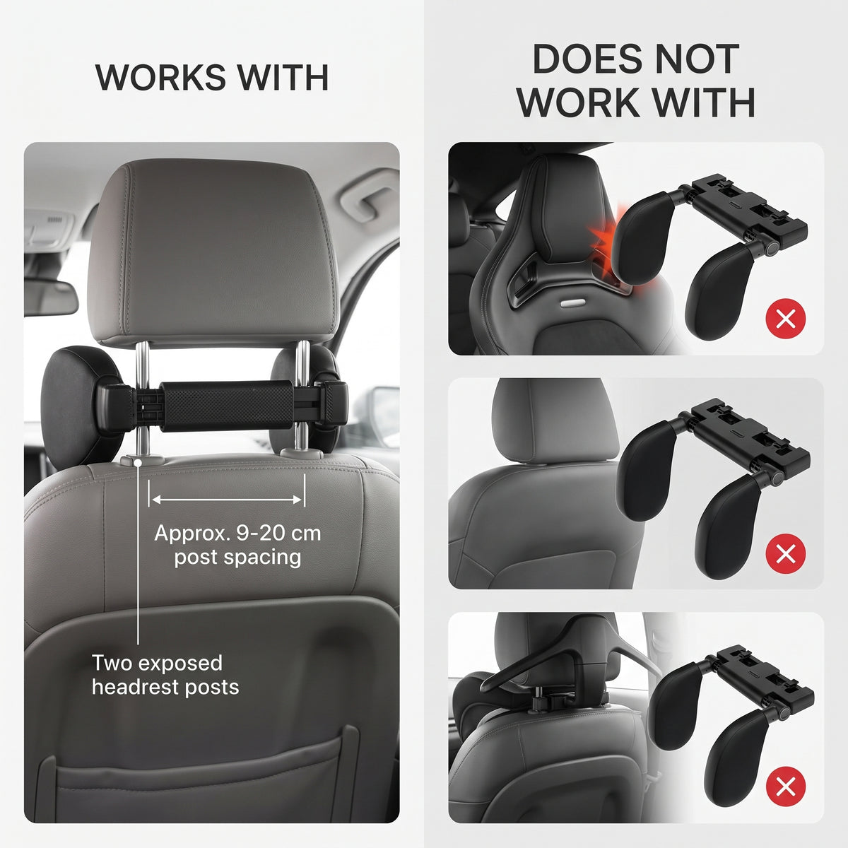 180° Car Headrest Pillow With Folding Side Supports