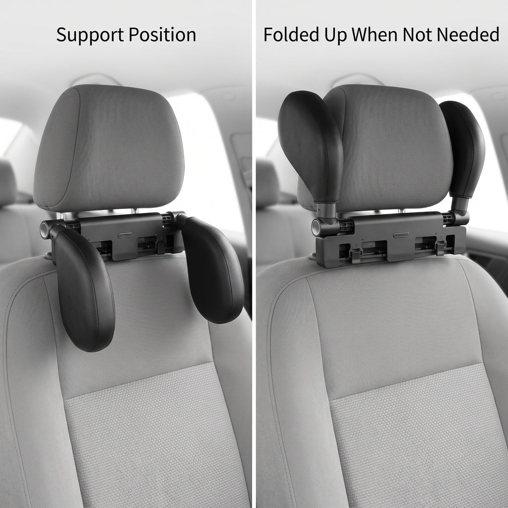 180° Car Headrest Pillow With Folding Side Supports
