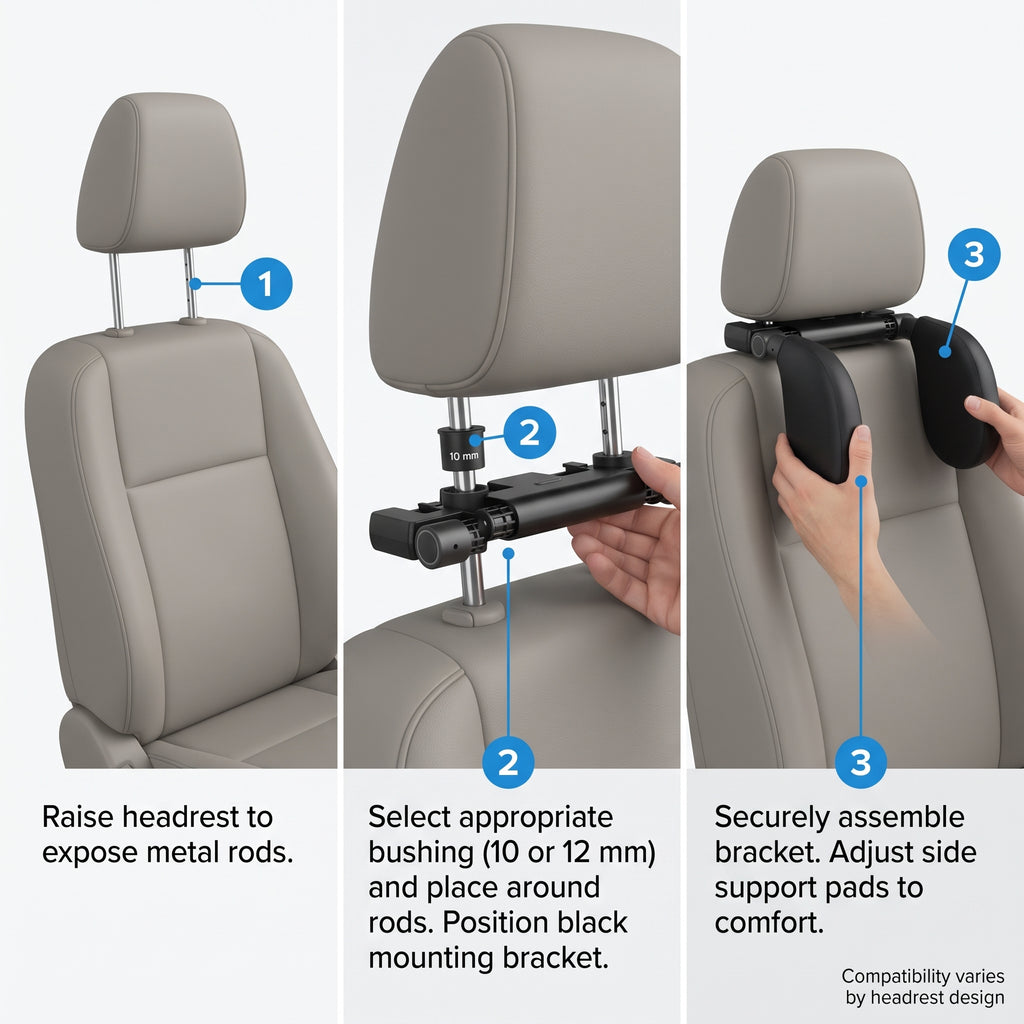180° Car Headrest Pillow With Folding Side Supports