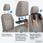 180° Car Headrest Pillow With Folding Side Supports