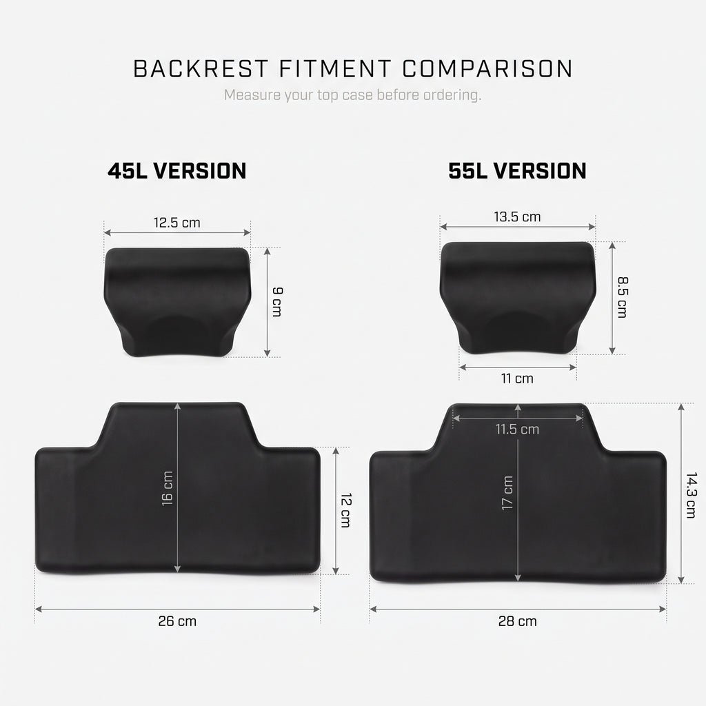 2-Piece Motorcycle Top Case Passenger Backrest for 45L/55L Aluminum Cases