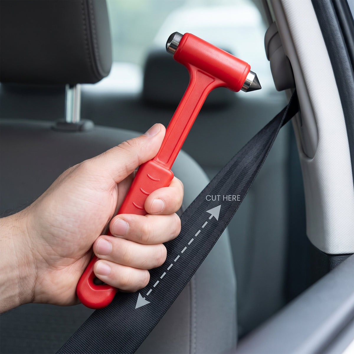 2-in-1 Car Safety Hammer With Seatbelt Cutter
