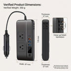 200W 12V Car Power Inverter With Dual AC & USB-C