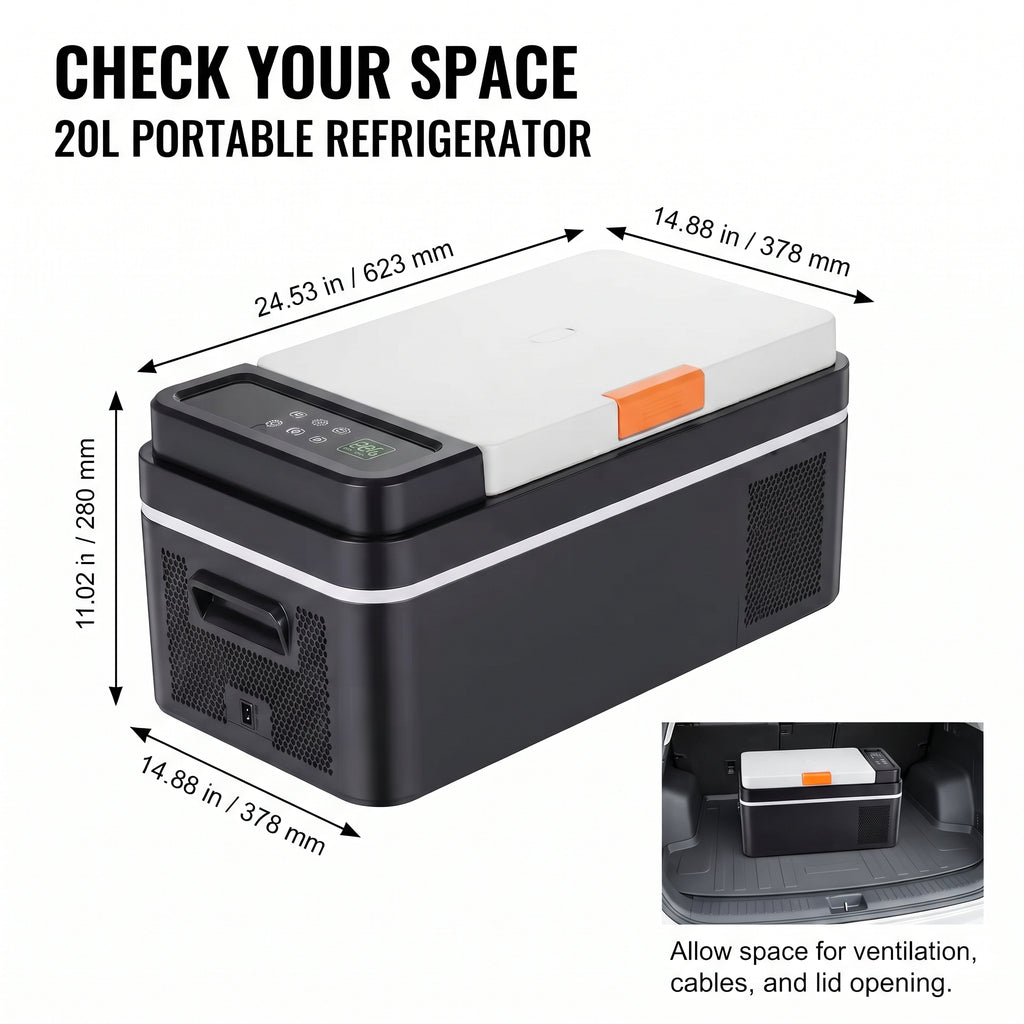 20L Portable Car Refrigerator Freezer With Bluetooth App Control