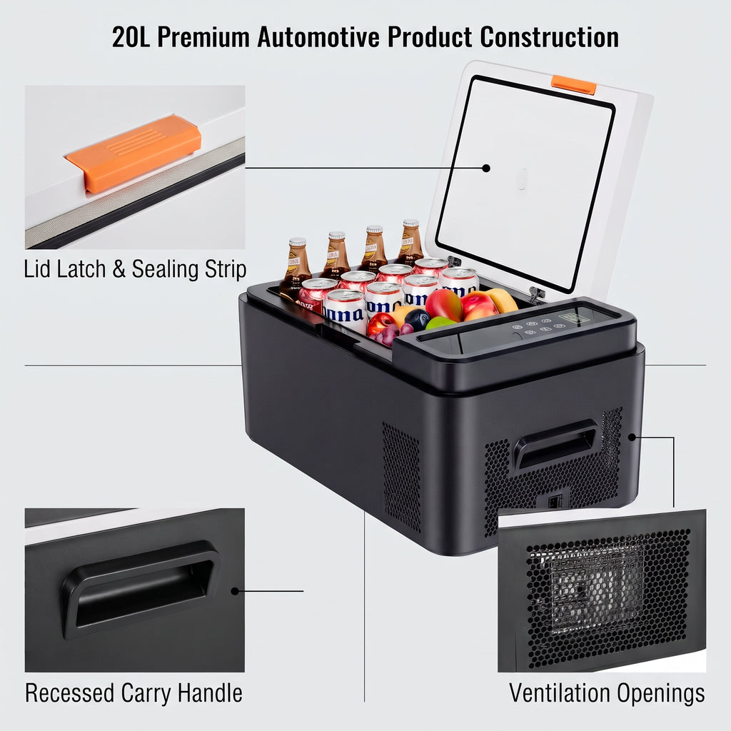 20L Portable Car Refrigerator Freezer With Bluetooth App Control
