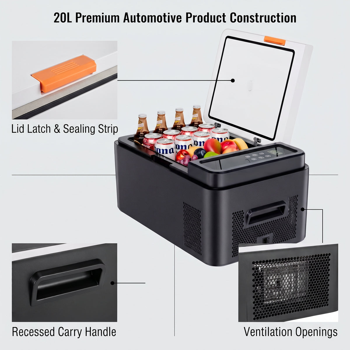 20L Portable Car Refrigerator Freezer With Bluetooth App Control