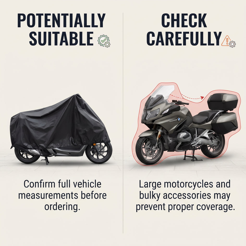 220cm Lightweight Motorcycle & Scooter Cover With Elastic Hem