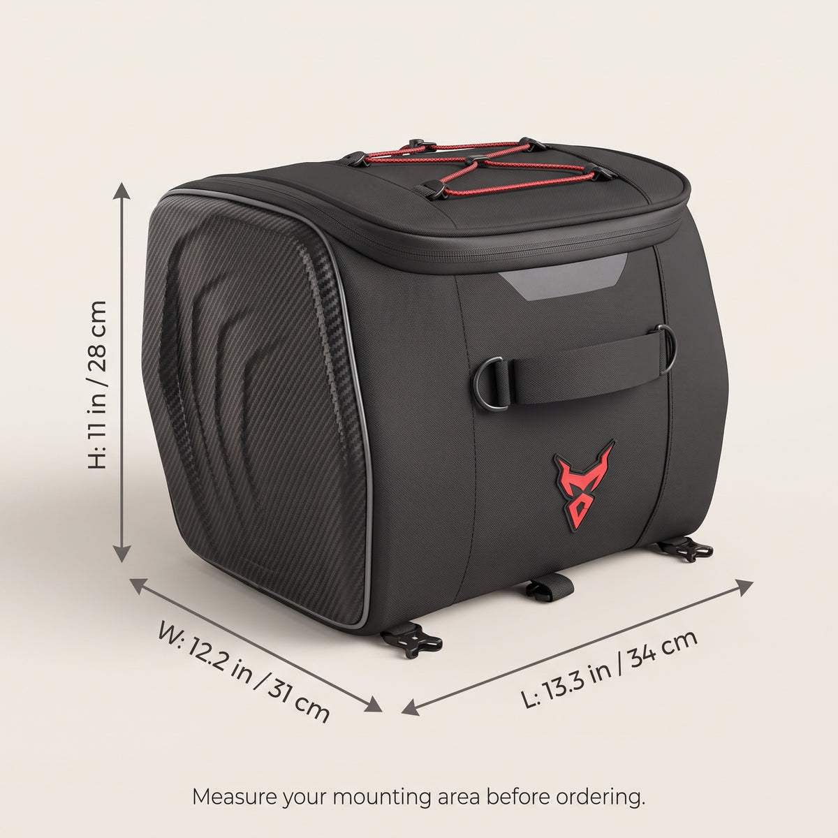 25L Semi-Rigid Motorcycle Tail Bag With Shoulder Strap