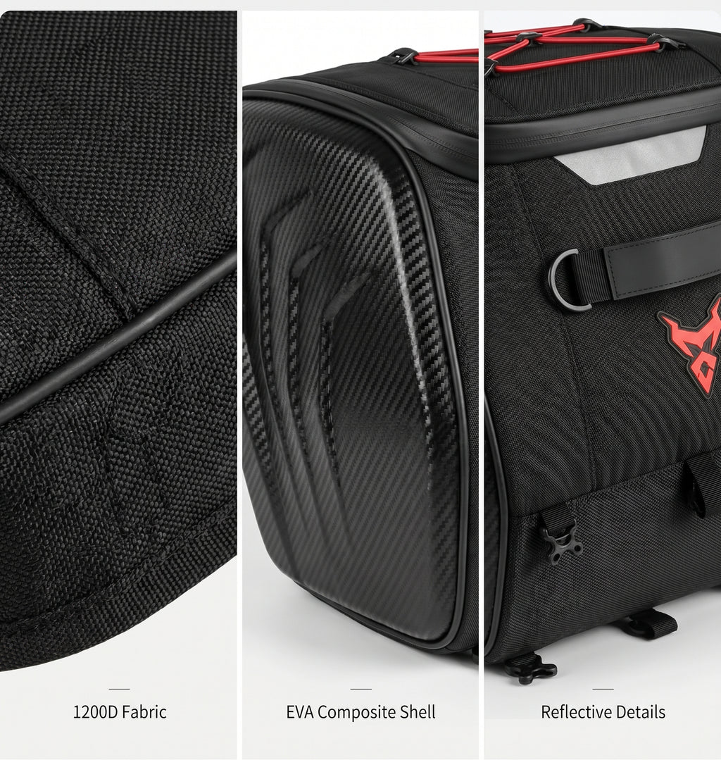 25L Semi-Rigid Motorcycle Tail Bag With Shoulder Strap