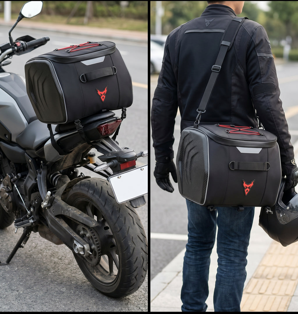 25L Semi-Rigid Motorcycle Tail Bag With Shoulder Strap