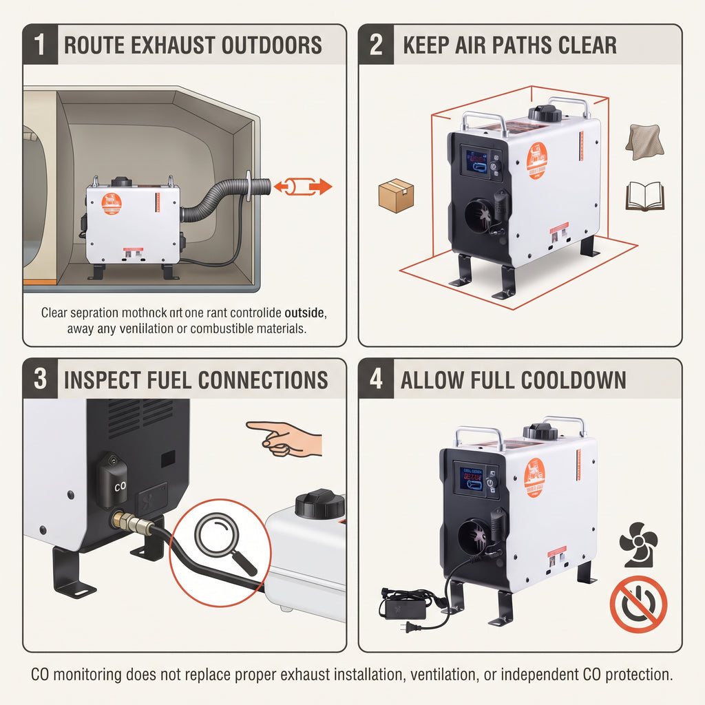 2KW All-in-One Diesel Air Heater With Bluetooth & CO Alarm