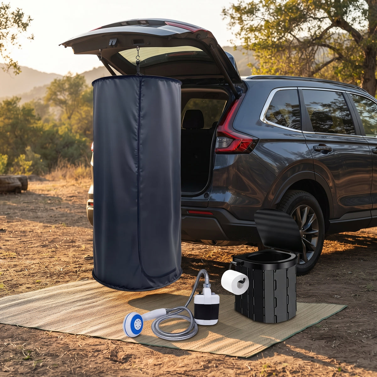 3-Piece SUV Tailgate Privacy Tent Kit With Portable Shower & Toilet