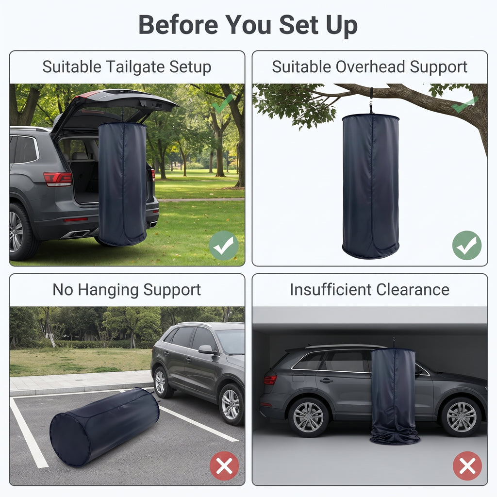 3-Piece SUV Tailgate Privacy Tent Kit With Portable Shower & Toilet