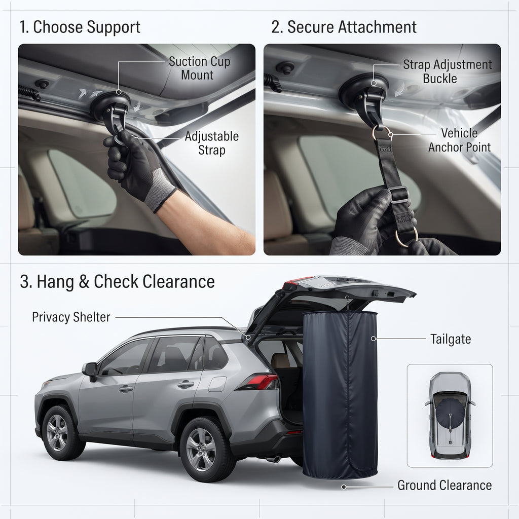 3-Piece SUV Tailgate Privacy Tent Kit With Portable Shower & Toilet